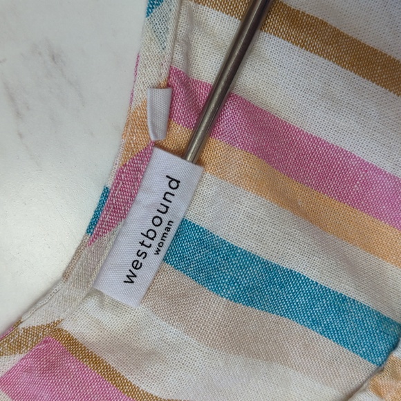 Westbound Multi Colored Vertical Linen Blend Midi Dress Size 1X - Picture 7 of 14